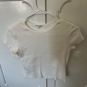 Reformation White Ribbed Baby Tee